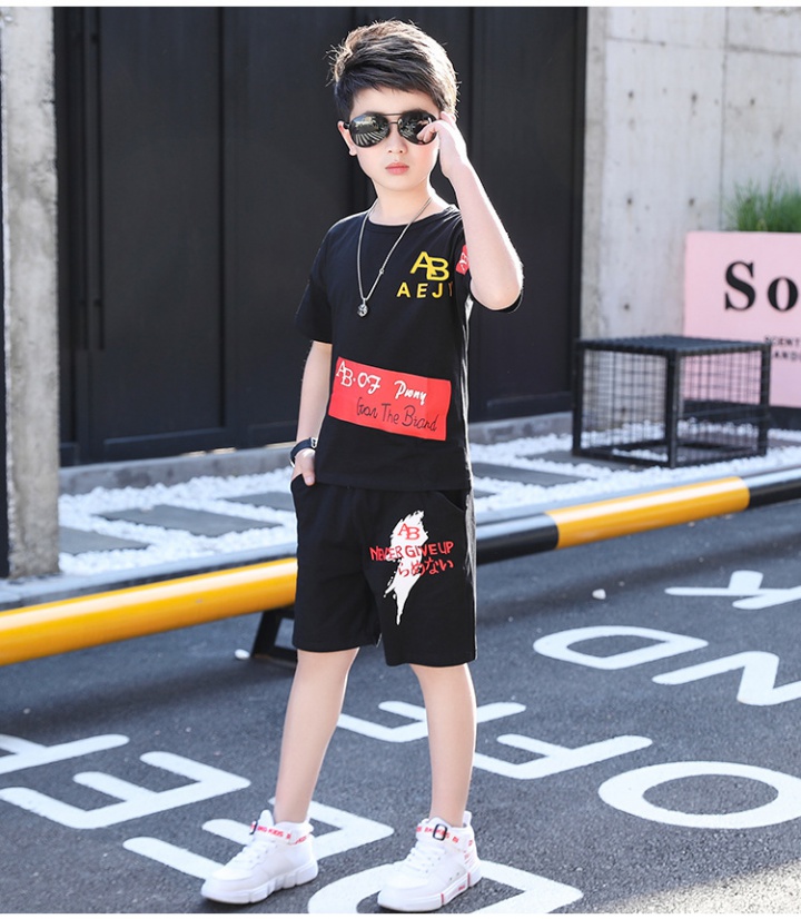 Korean style summer pants child boy kids 2pcs set