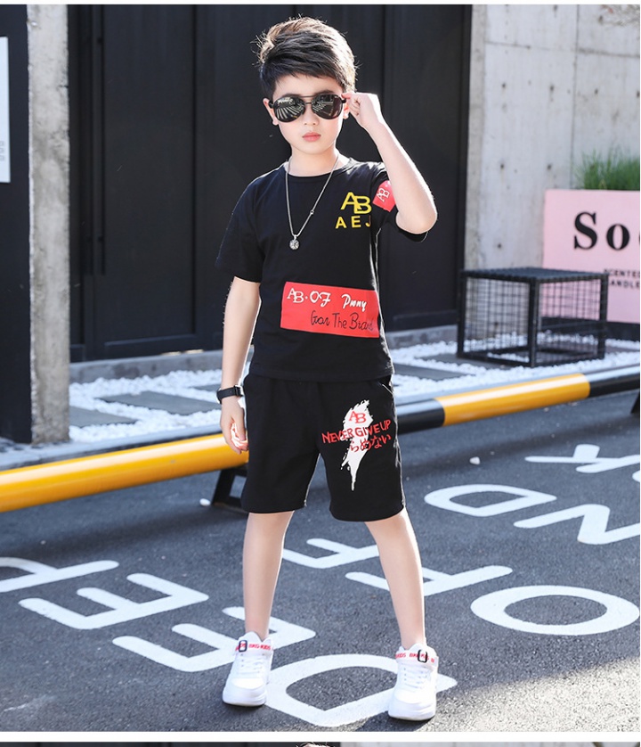 Korean style summer pants child boy kids 2pcs set