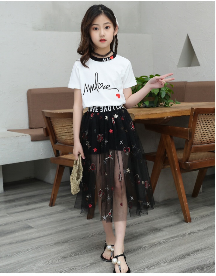 Child Korean style long skirt Western style skirt 2pcs set