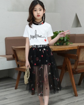 Child Korean style long skirt Western style skirt 2pcs set