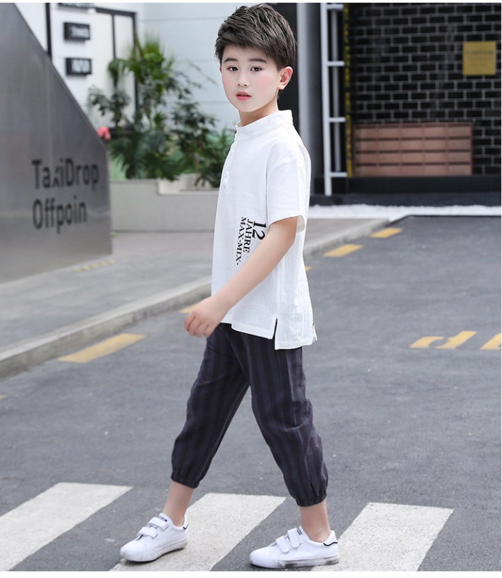 Child Korean style summer big child boy kids 2pcs set