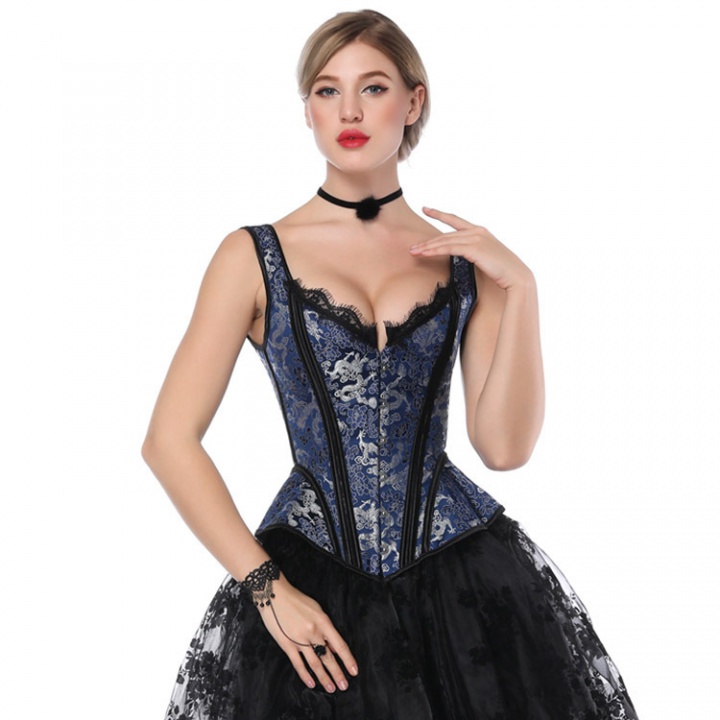 Stage court style show shapewear shoulder strap lace sexy tops