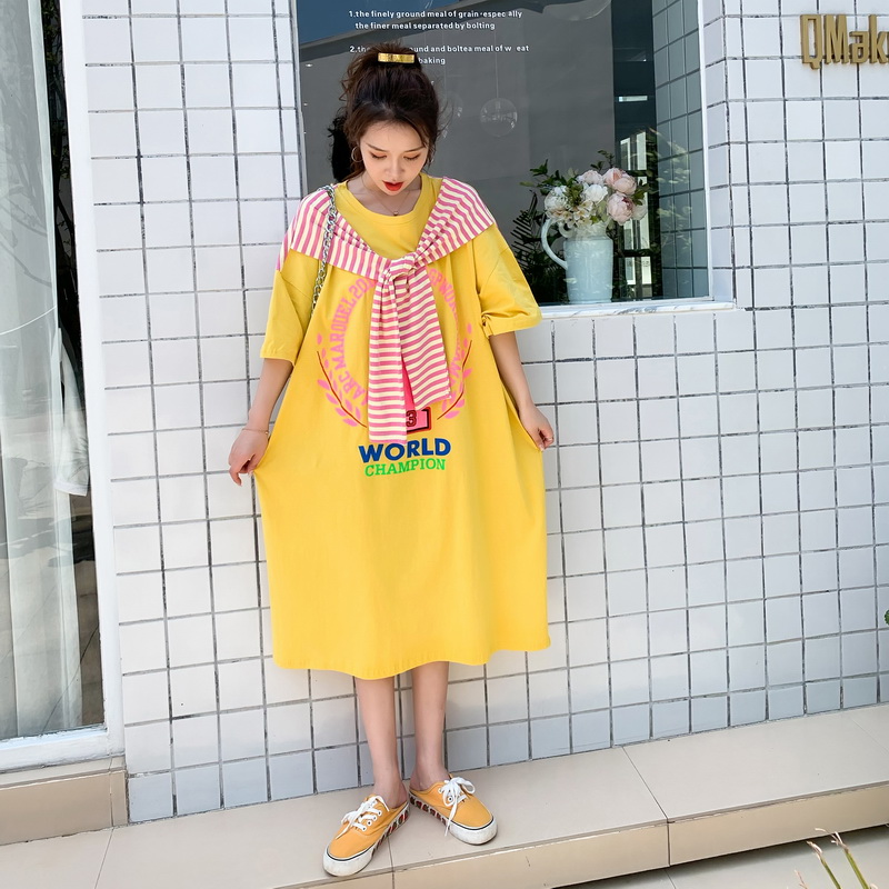 Fat long T-shirt Korean style loose dress for women