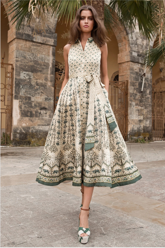 Printing European style summer dress for women