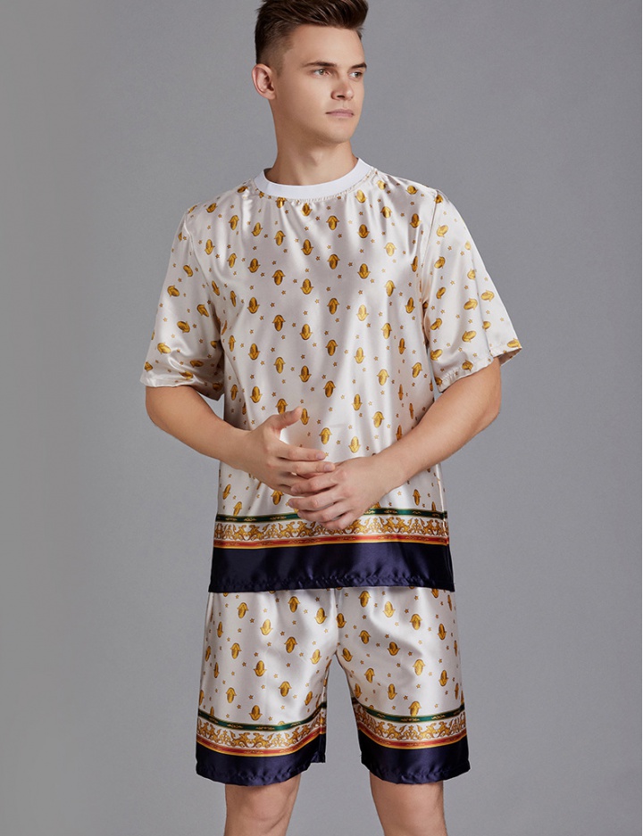 Boy thin summer loose pajamas 2pcs set for men