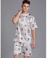 Silk loose homewear boy pajamas 2pcs set