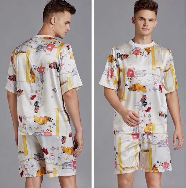 Large yard short sleeve summer pajamas 2pcs set for men