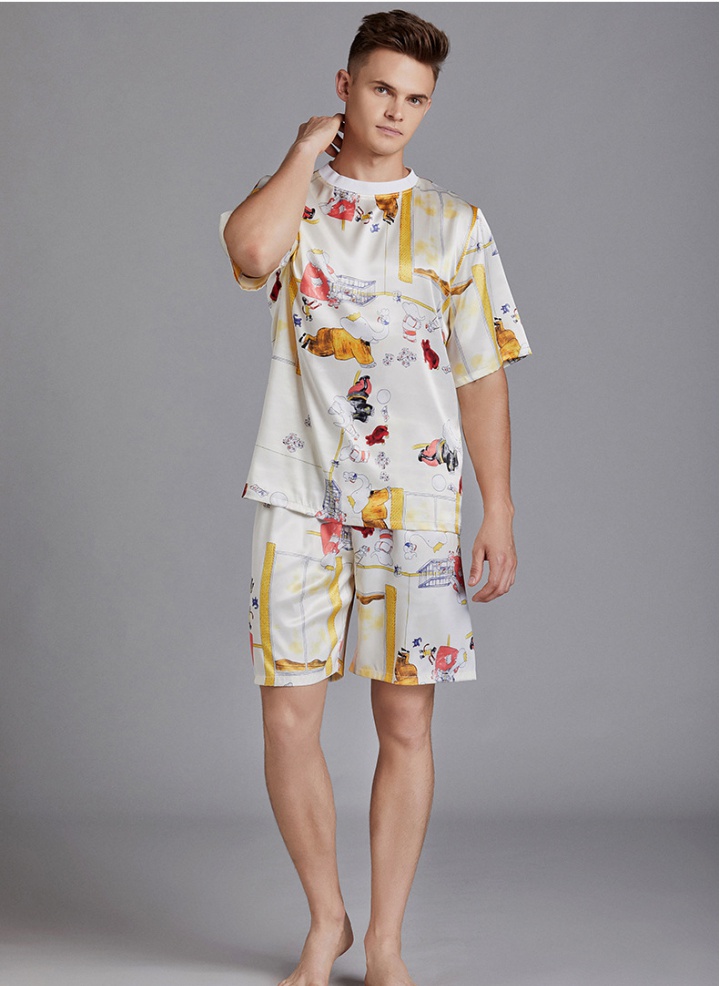 Large yard short sleeve summer pajamas 2pcs set for men