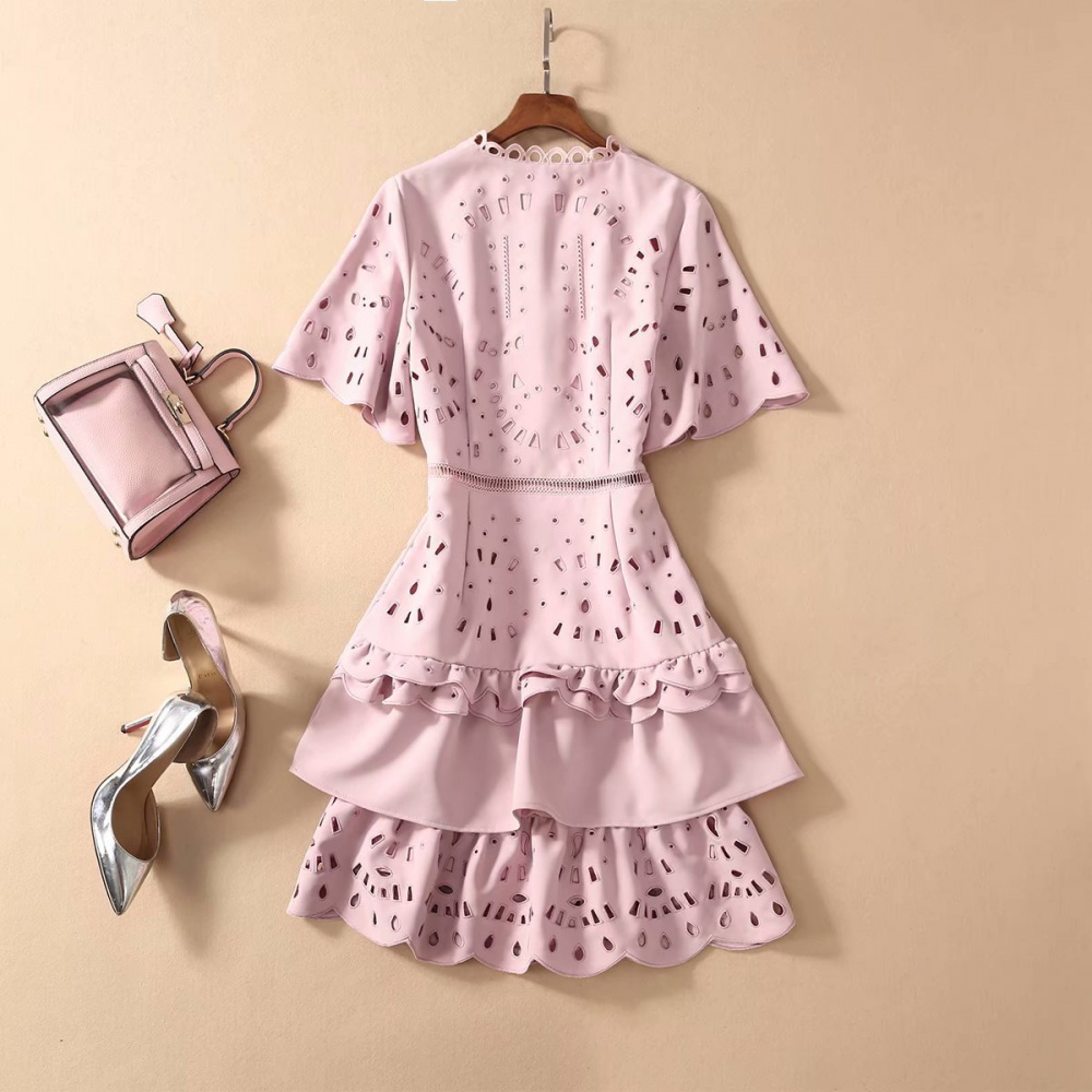Spring and summer bandage ladies hollow cake dress