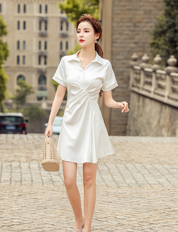 Minority temperament shirt fold summer dress for women
