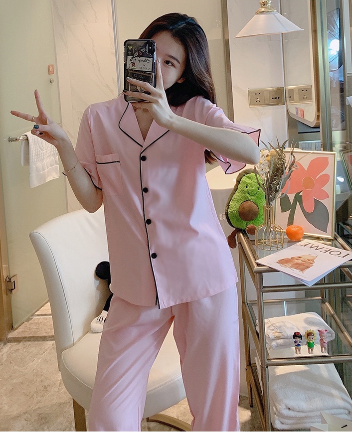 Spring and summer cotton pajamas a set for women