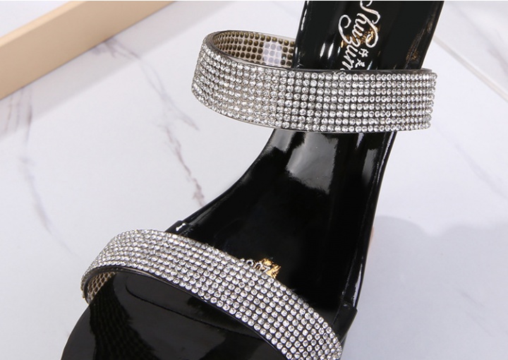 Summer fashion leather buckle diamond high-heeled platform