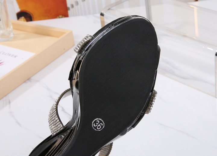 Summer fashion leather buckle diamond high-heeled platform