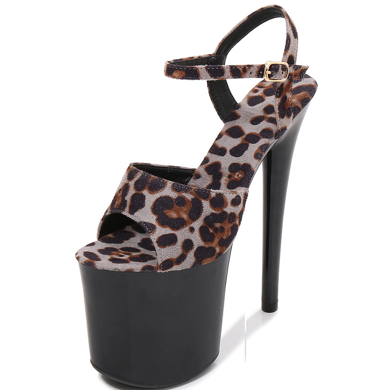 Leopard fine-root high-heeled shoes sexy sandals