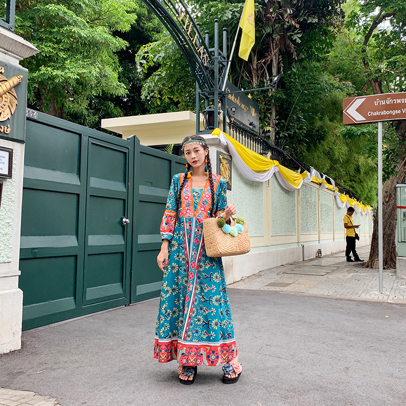 Bohemian style travel national style vacation dress