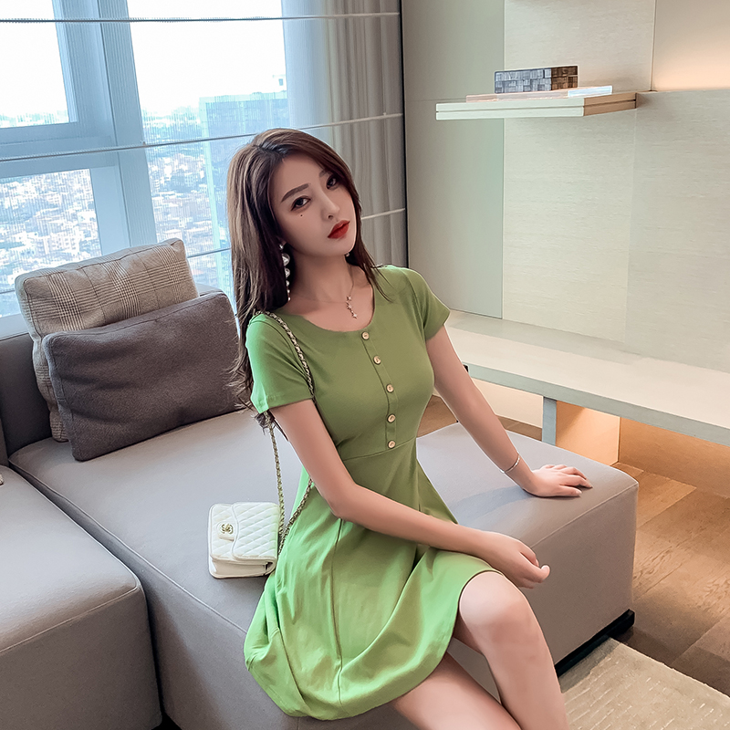 Summer bottoming Korean style retro dress for women