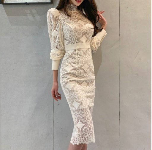 Temperament lace formal dress Korean style elegant dress