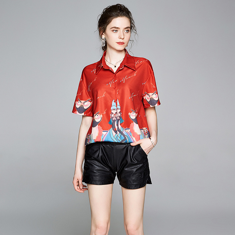 All-match printing summer colors shirt for women