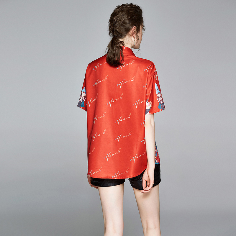 All-match printing summer colors shirt for women