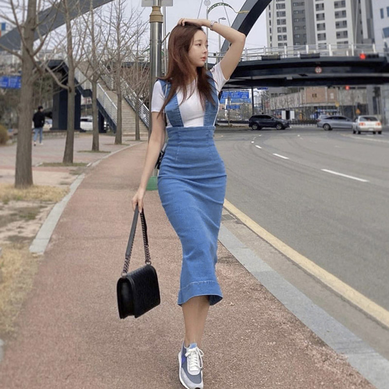Korean style fashion summer Casual long strap dress