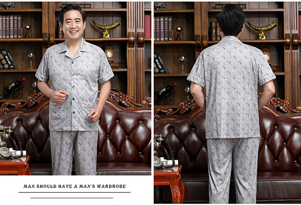 Knitted middle-aged short sleeve homewear pajamas 2pcs set