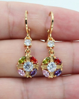 Colors gem European style earrings mosaic long ear-drop