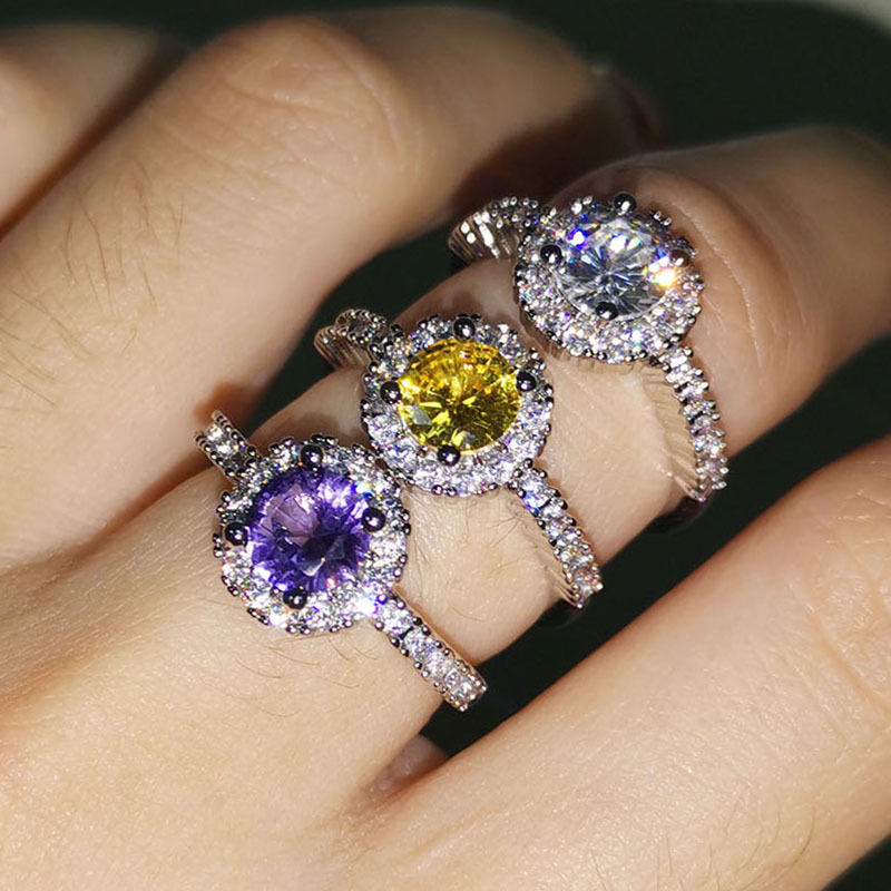 Mosaic diamond wedding crystal simulation ring