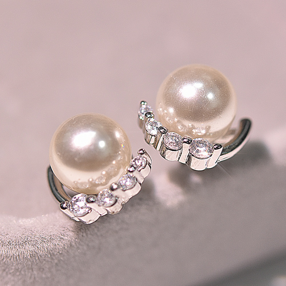 Antique silver stud earrings pearl earrings