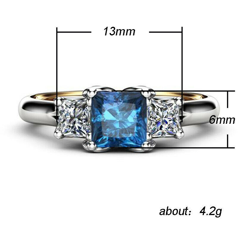 Gold wedding European style blue double color ring for women