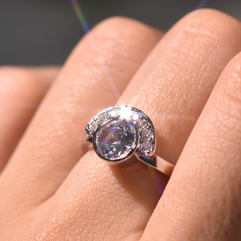 Rose gold simulation diamond ring