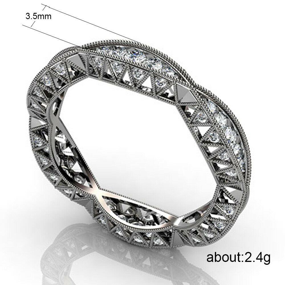 Fully-jewelled white hollow round ring for women