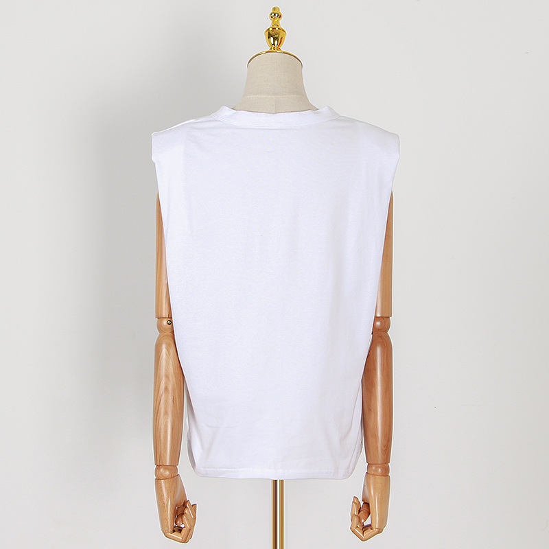 Loose sleeveless T-shirt black-white summer vest for women