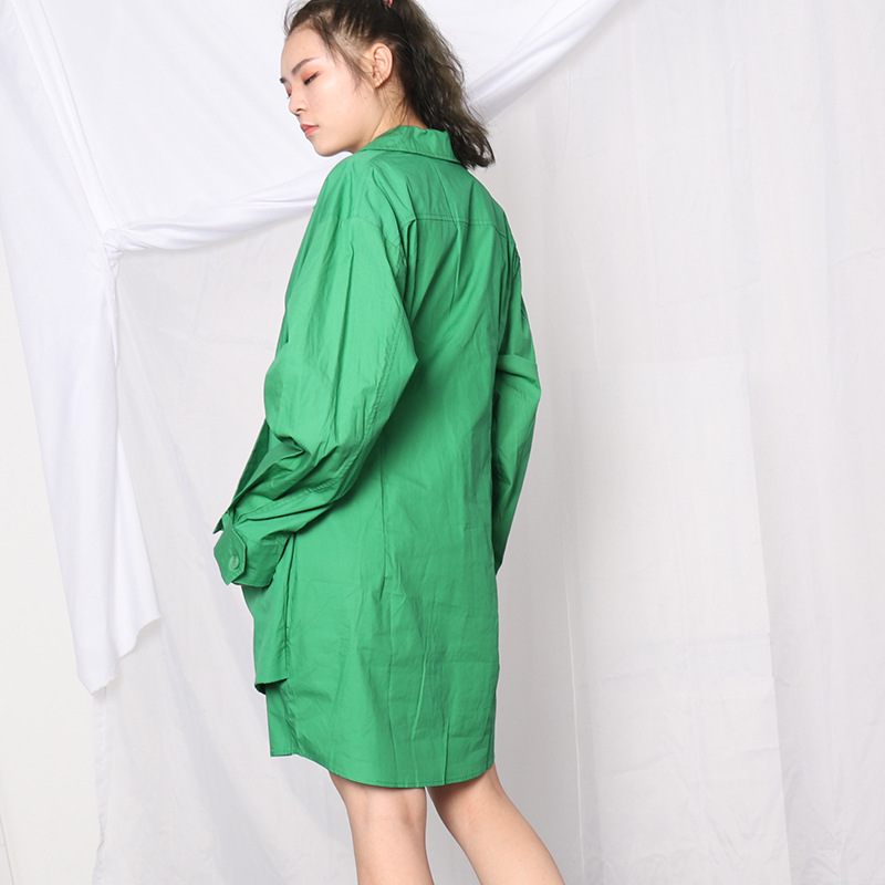 Lapel fashion slim dress printing fold Pseudo-two T-back