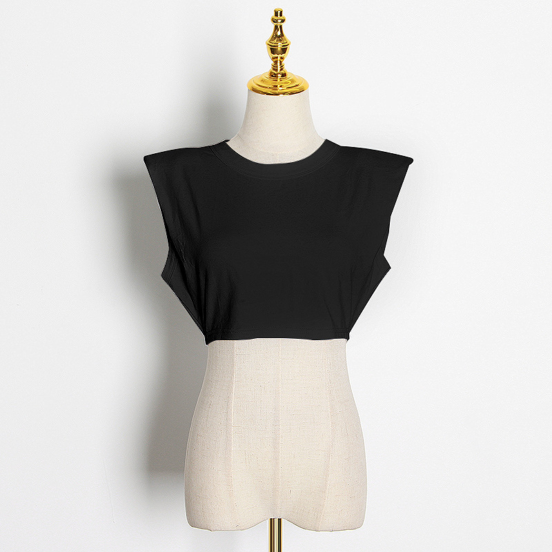 Round neck sleeveless tops spring and summer T-shirt