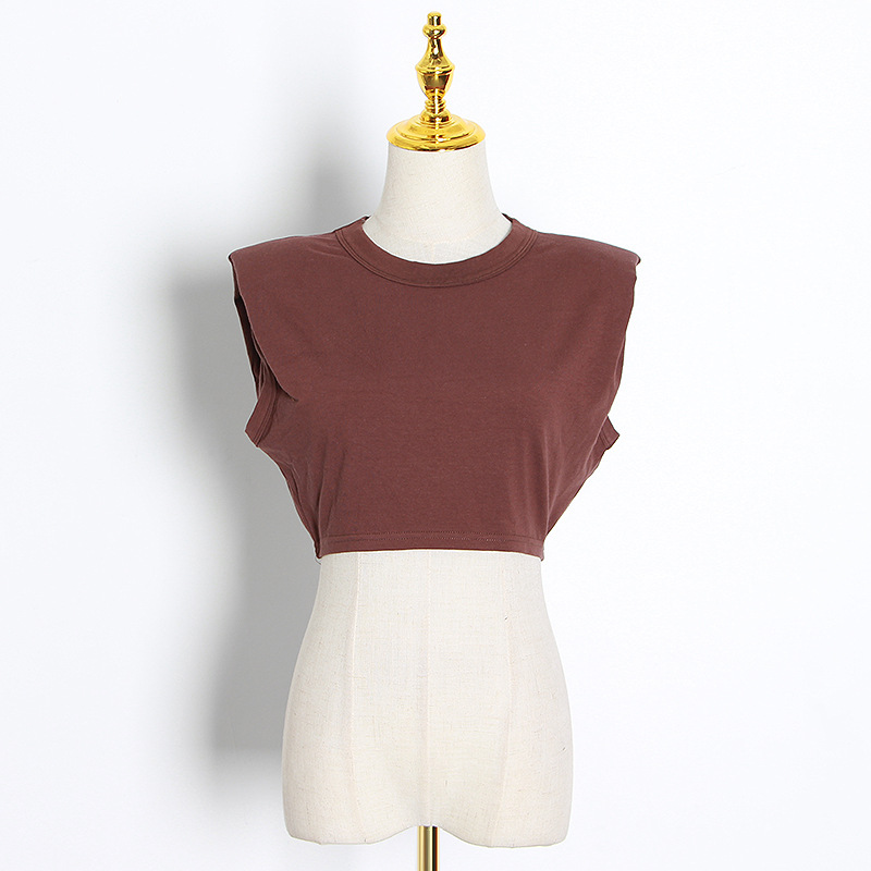 Round neck sleeveless tops spring and summer T-shirt