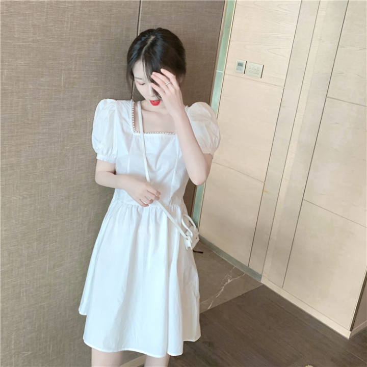 Beautiful summer pearl square collar France style dress