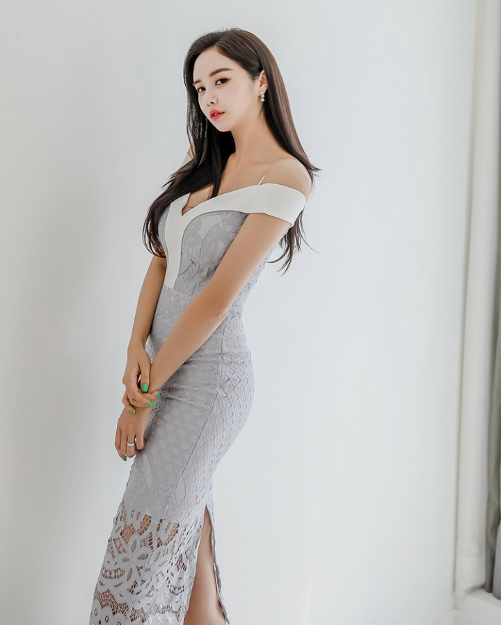 Package hip slim Korean style V-neck lace summer dress