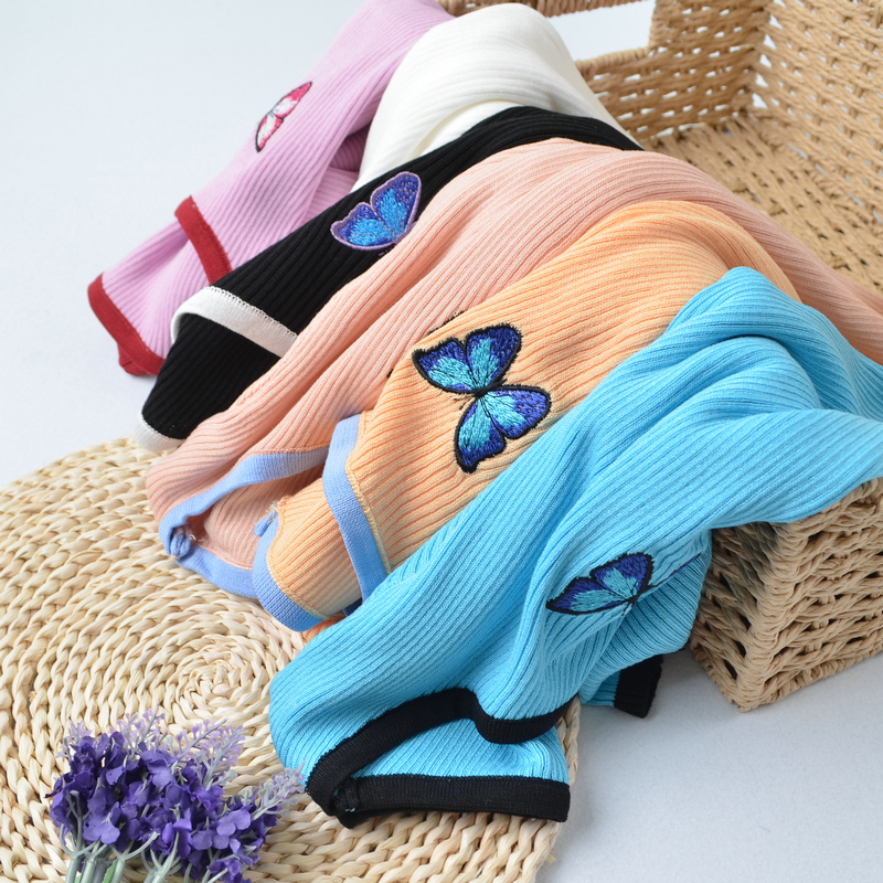 Embroidery bottoming shirt mixed colors sweater