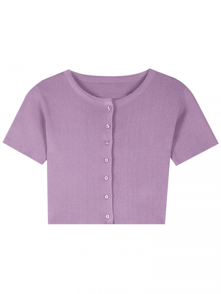 Thin spring lazy jacket short purple cardigan for women