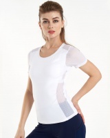 Gauze splice tops breathable short sleeve T-shirt for women