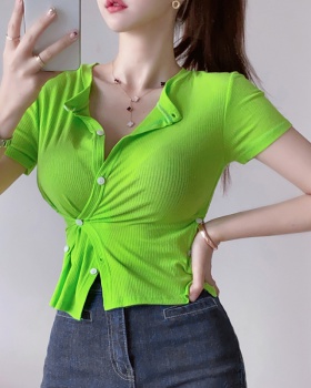 Short Korean style tops temperament bottoming shirt