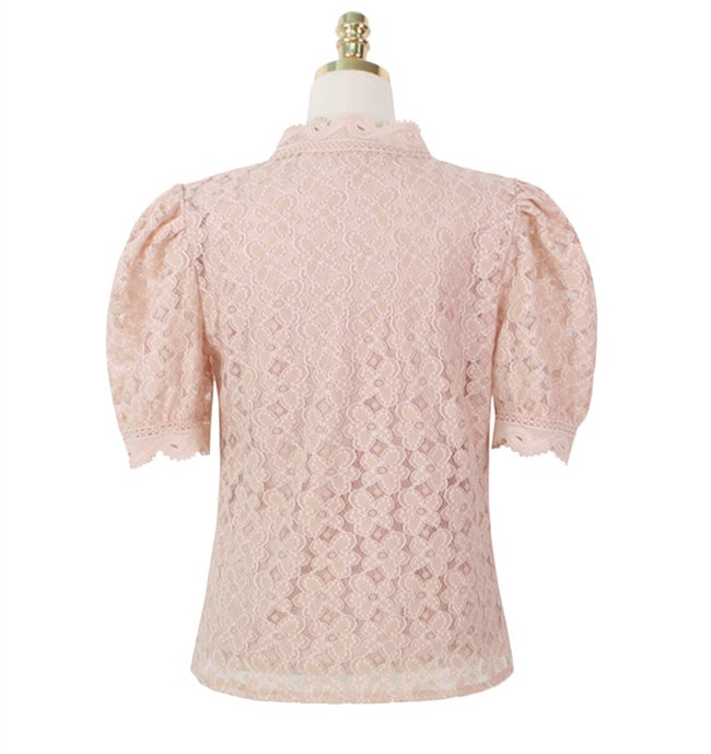 Lace refinement short sleeve maiden ghost splice shirt