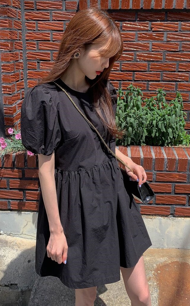 Temperament summer slim ghost black maiden dress
