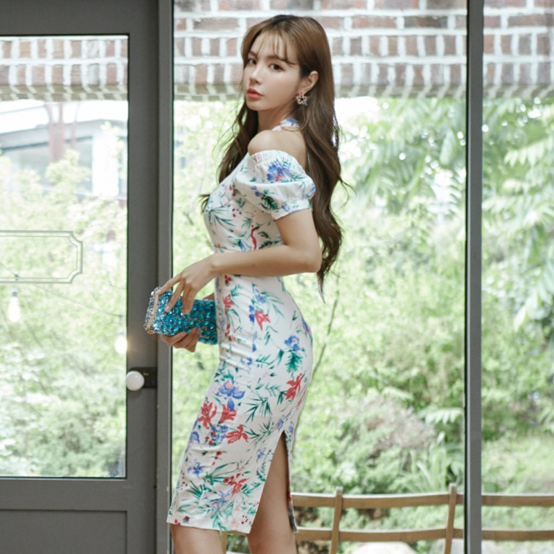 Summer Korean style halter collar frenum dress