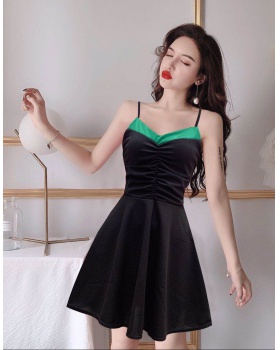 Overalls sexy low-cut night show sling slim dress for women