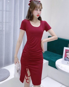 Fold slim sexy irregular all-match dress for women