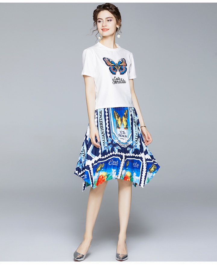 Printing Casual skirt summer T-shirt a set