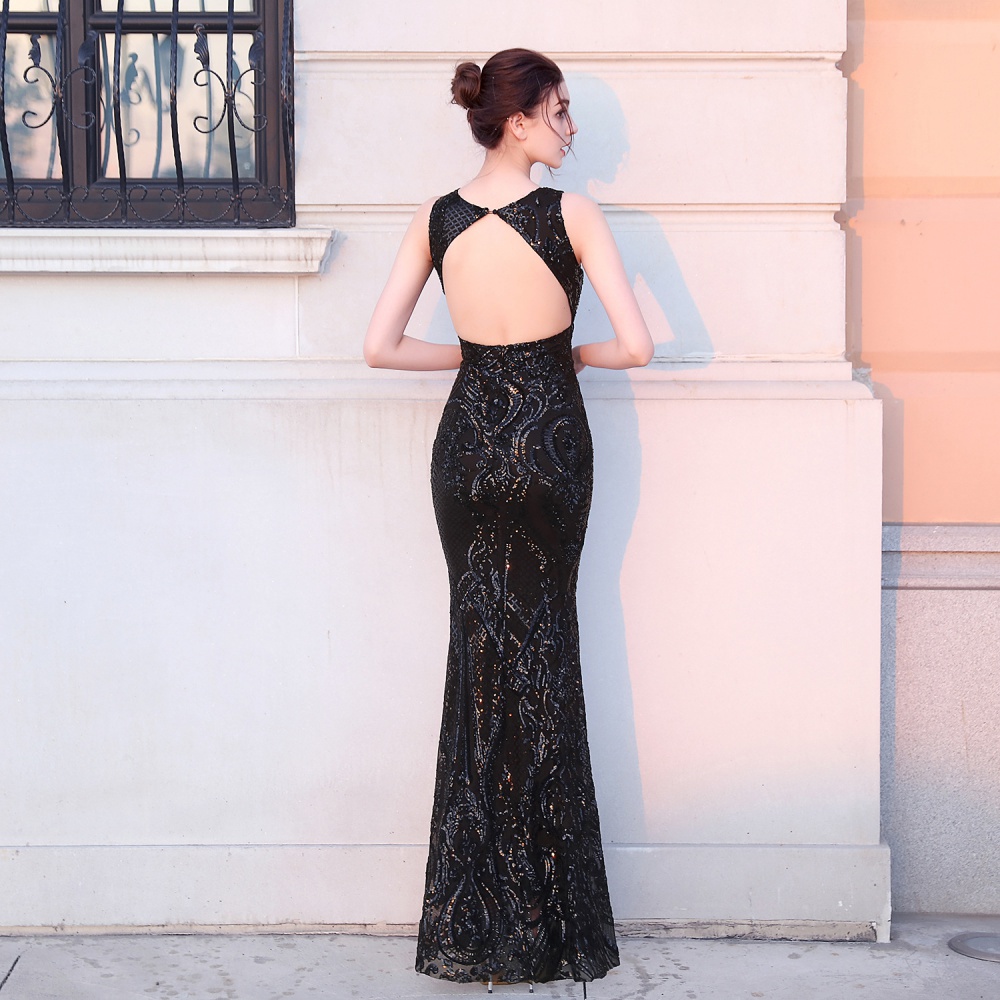 Mermaid model sequins formal dress long banquet evening dress