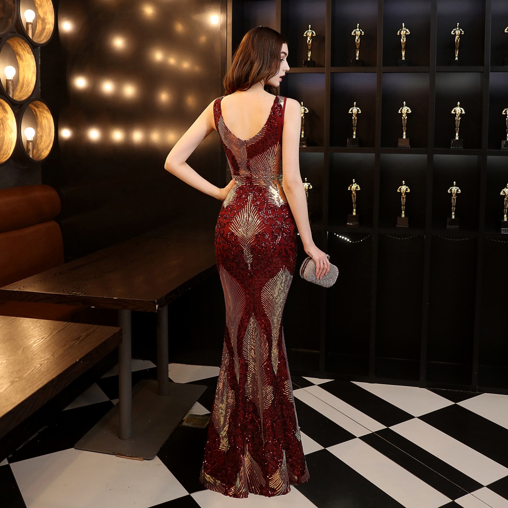 Long sequins evening dress etiquette model formal dress