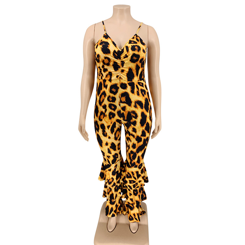 Large yard halter jumpsuit sexy flare pants